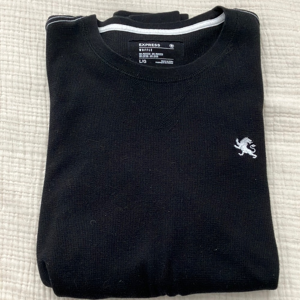 Black Express Long sleeve waffle shirt/sweater